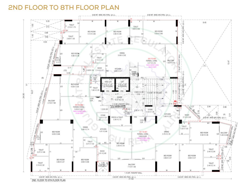  vraj luxuria A Cluster Plan from 2nd to 8th Floor