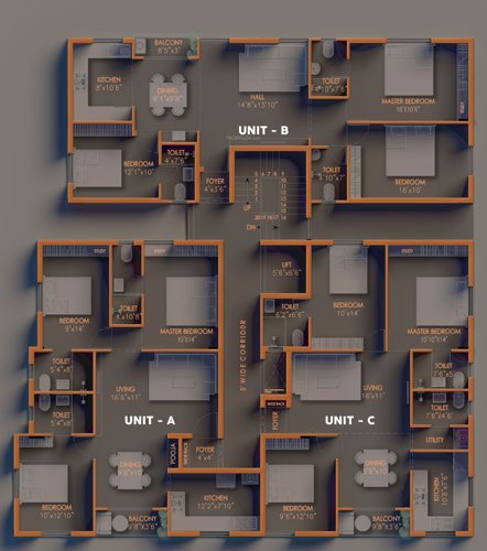  mangal Kaizen Mangal Cluster Plan from 1st to 5th Floor