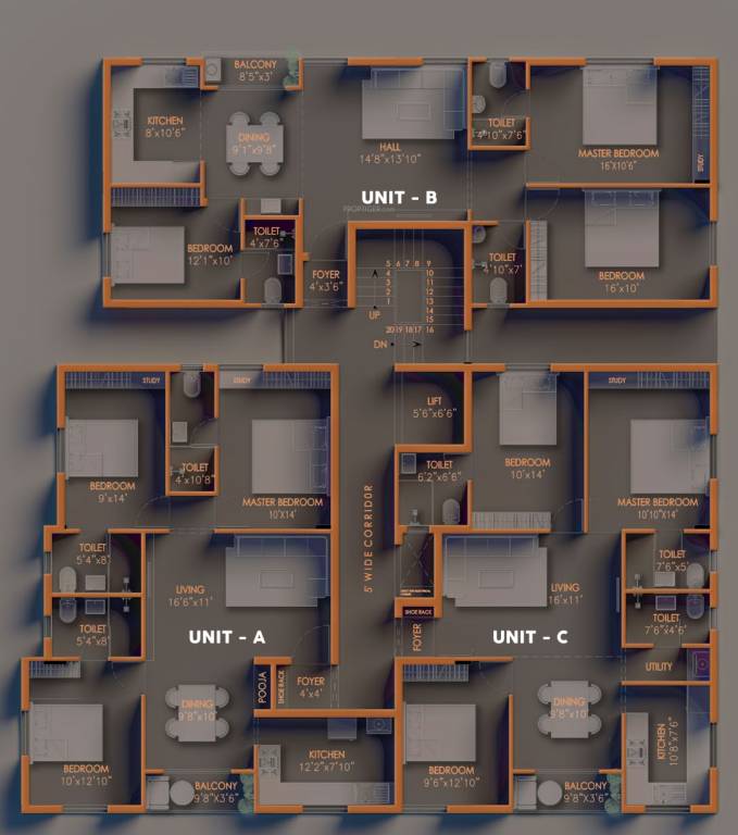  mangal Kaizen Mangal Cluster Plan from 1st to 5th Floor
