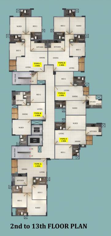 laurels Laurels Cluster Plan from 2nd to 13th Floor