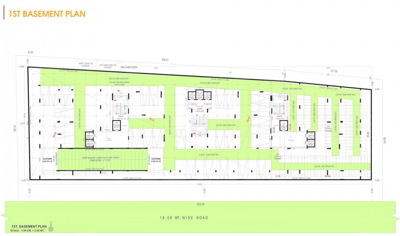  parshwa luxuria Block A,B,C Cluster Plan for 1st Basement