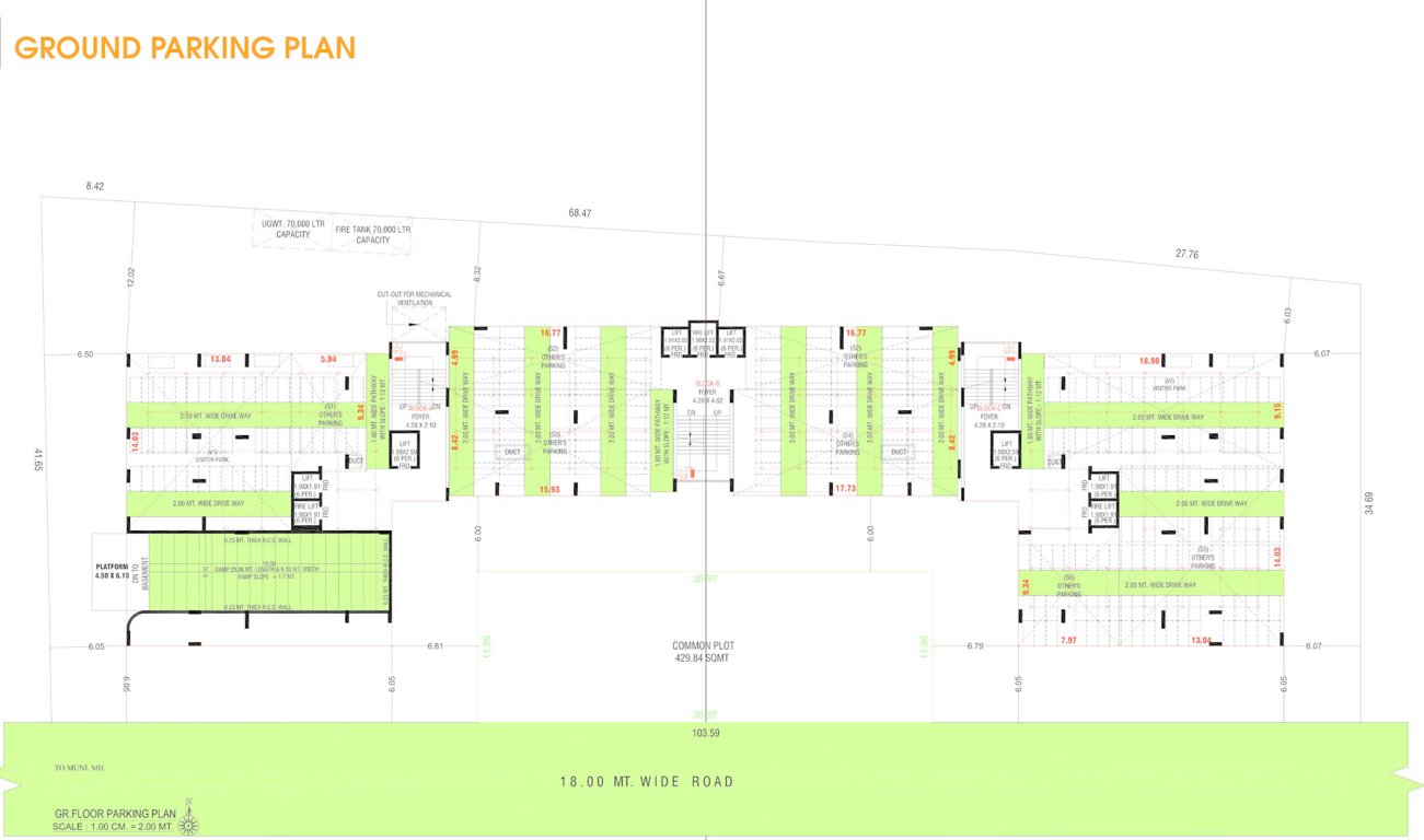  parshwa luxuria Block A,B,C Cluster Plan for Parking Floor