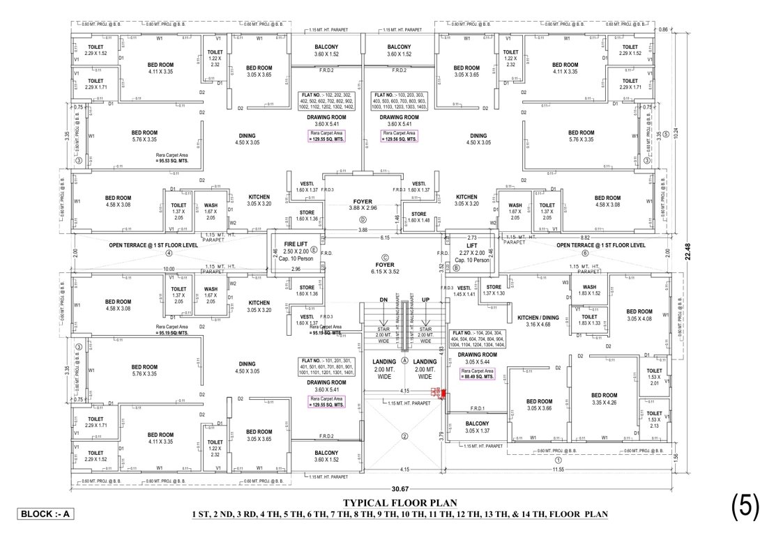  terrace skyline Block A Cluster Plan from 1st to 14th Floor