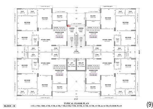  terrace-skyline Block B Cluster Plan from 1st to 14th Floor