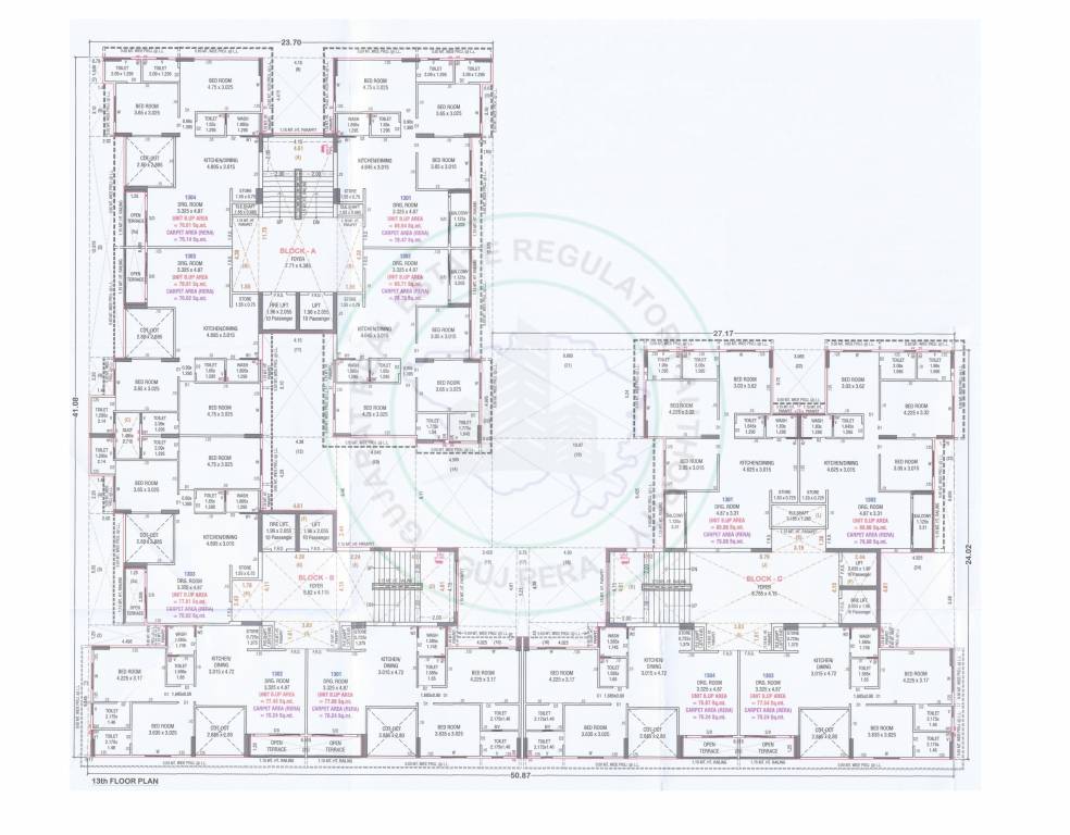  legacy Block A, B & C Cluster Plan for 13th Floor