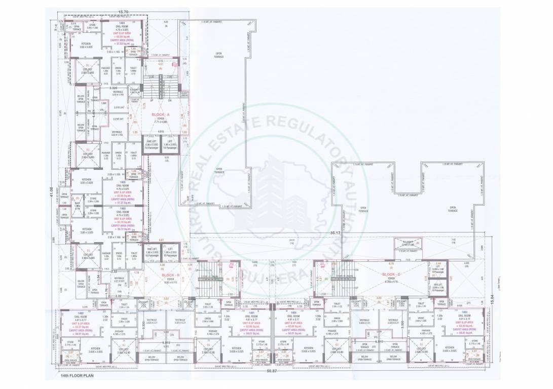  legacy Block A, B & C Cluster Plan for 14th Floor