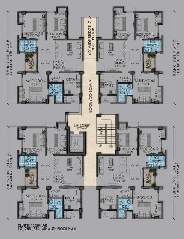  sriniketan Block 10 Cluster Plan from 1st to 5th Floor