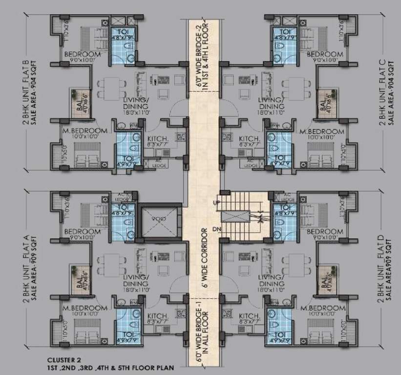  sriniketan Block 2 Cluster Plan from 1st to 5th Floor