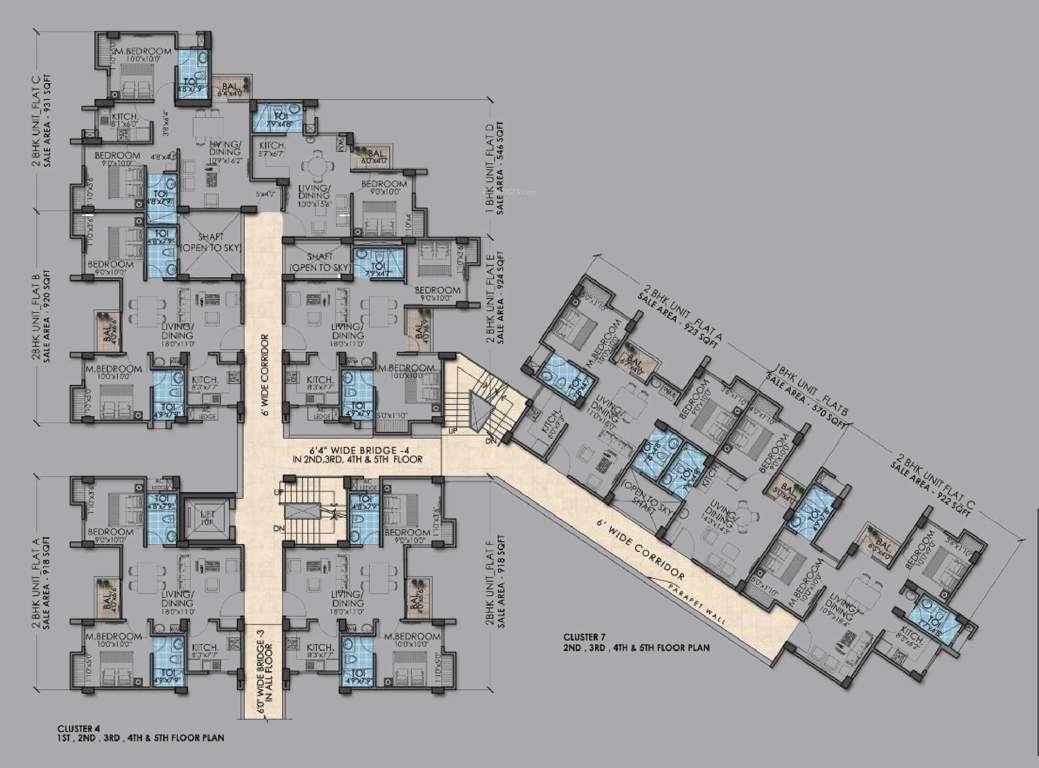  sriniketan Block 4,7 Cluster Plan from 1st to 5th Floor