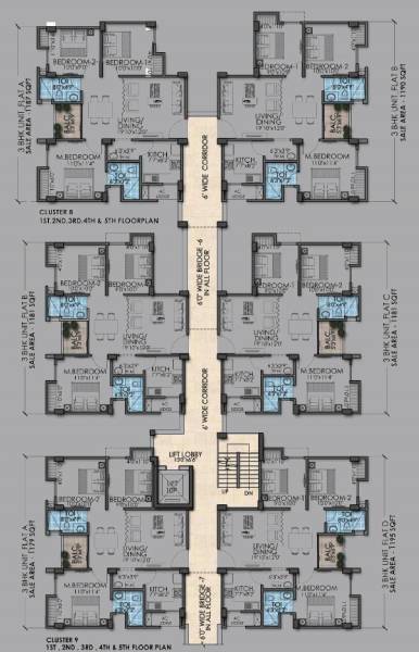  sriniketan Block 9 Cluster Plan from 1st to 5th Floor