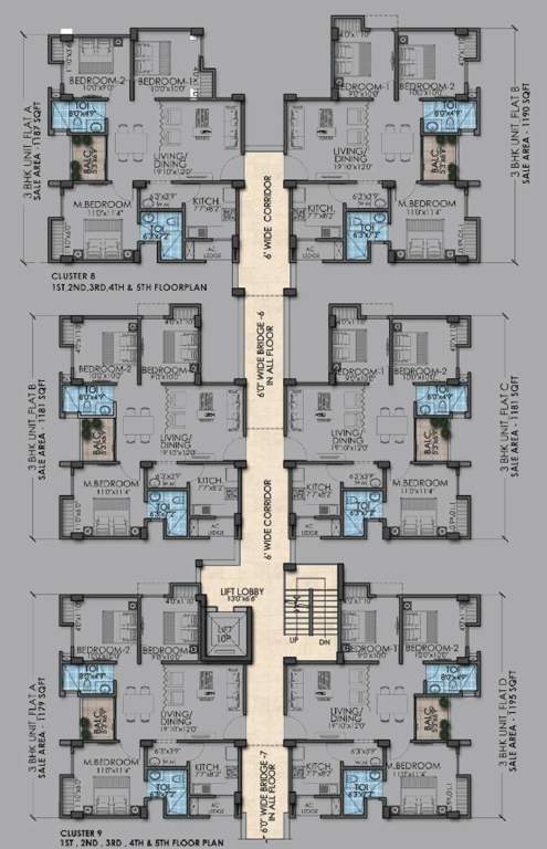 sriniketan Block 9 Cluster Plan from 1st to 5th Floor