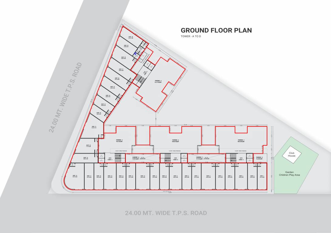  radhe heights Tower A B C D Cluster Plan for ground Floor