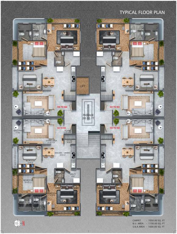  shreem astitva Shreem Astitva Cluster Plan for Typical Floor