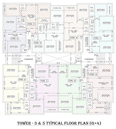  loknath-apartment Tower 3,5 Cluster Plan from 1st to 4th Floor