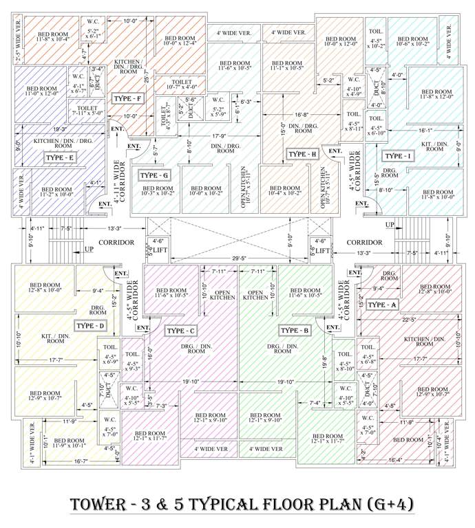  loknath apartment Tower 3,5 Cluster Plan from 1st to 4th Floor