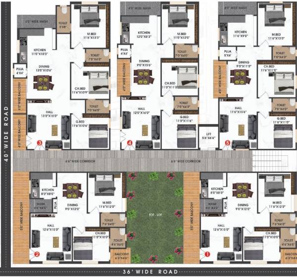  tarang Tarang Cluster Plan from 1st to 5th Floor