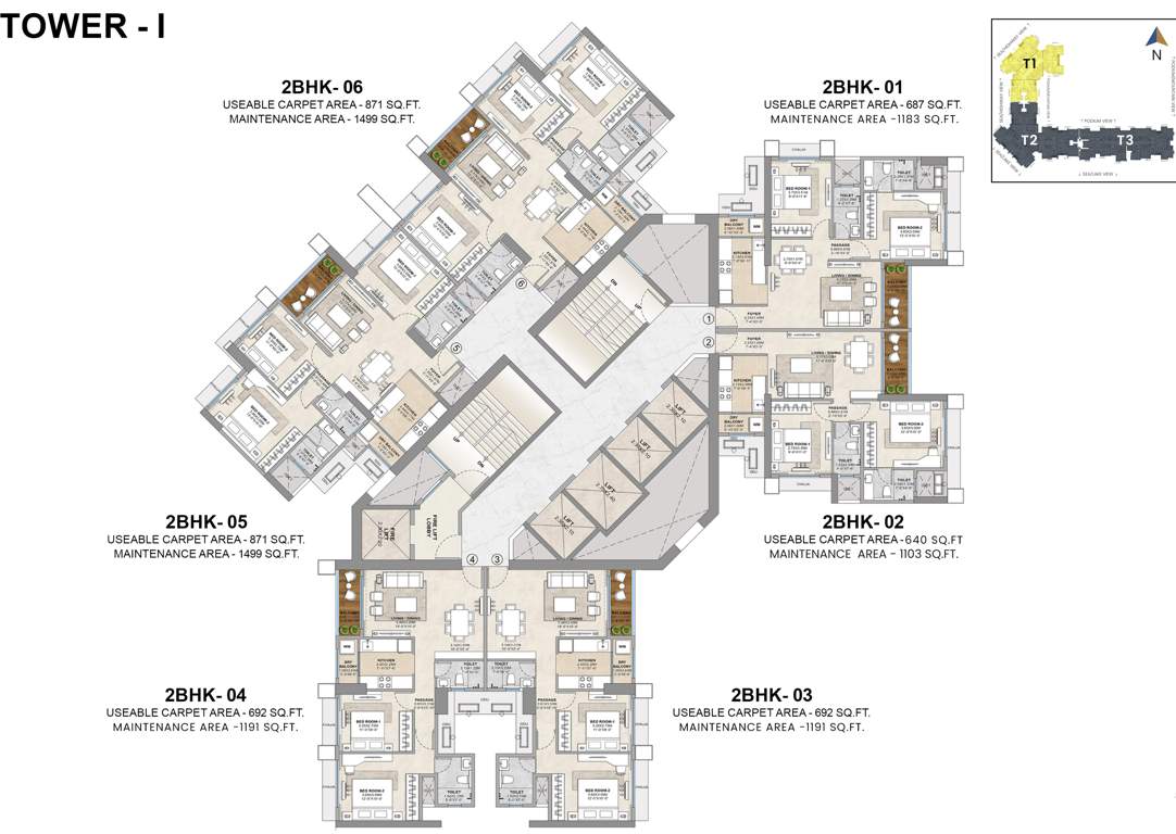  aveon city building b Tower T1 Cluster Plan from 1st to 26th Floor