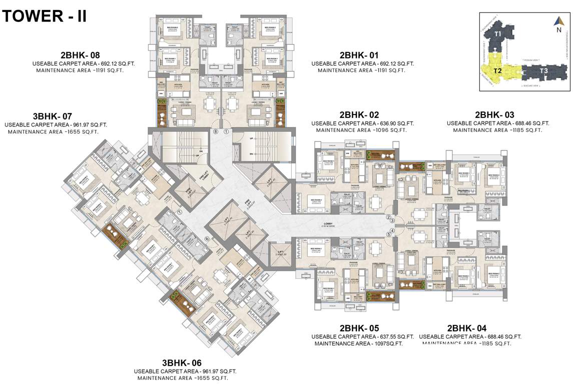  aveon city building b Tower T2 Cluster Plan from 1st to 26th Floor