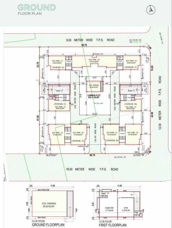 lotus Block A B C D E F Cluster Plan for ground Floor