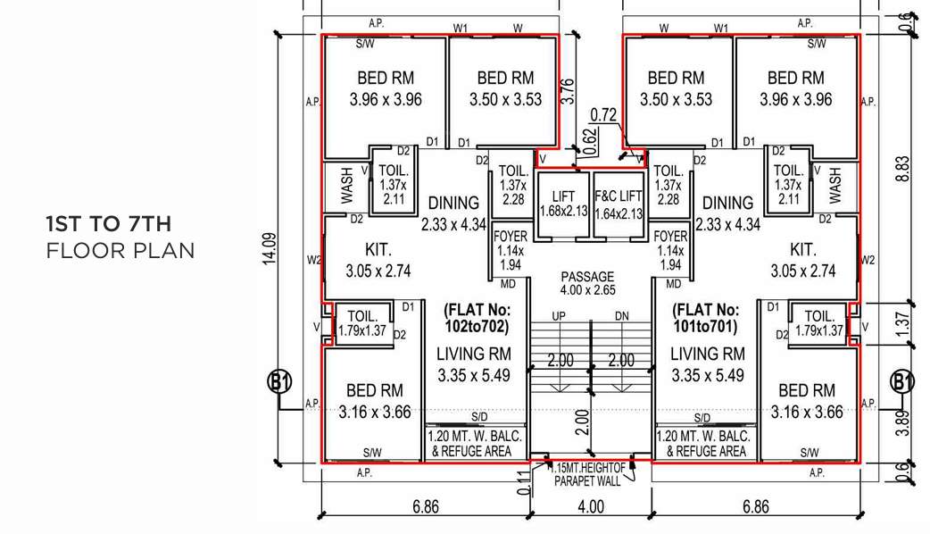 lotus Block D Cluster Plan from 1st to 7th Floor