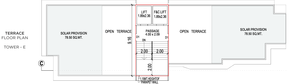 lotus Block E Cluster Plan for terrace Floor