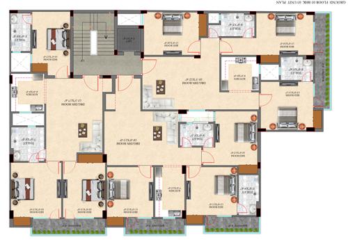  metro-view-apartment Metro View Apartment Cluster Plan for ground Floor