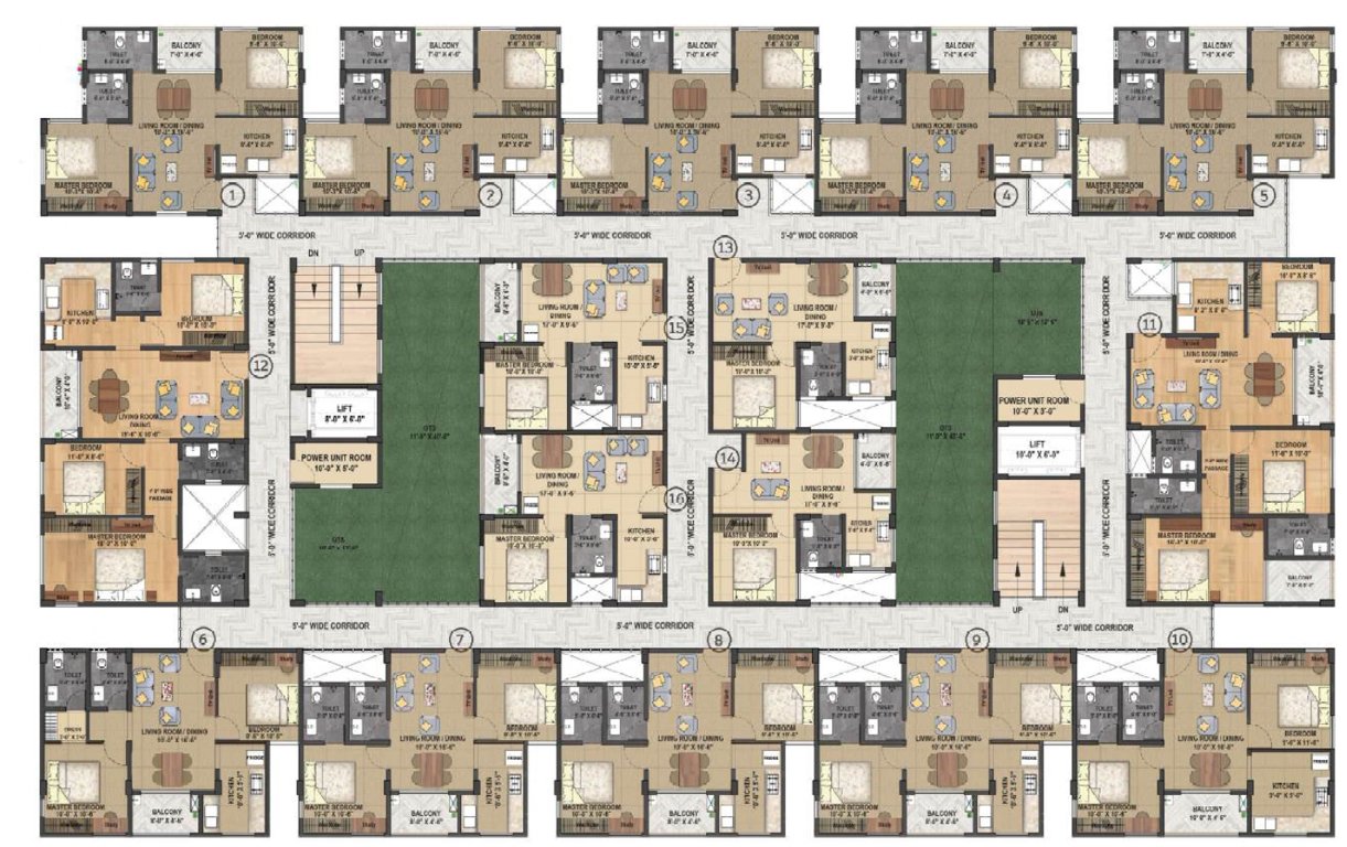 vedaanta Block A Cluster Plan from 1st to 5th Floor