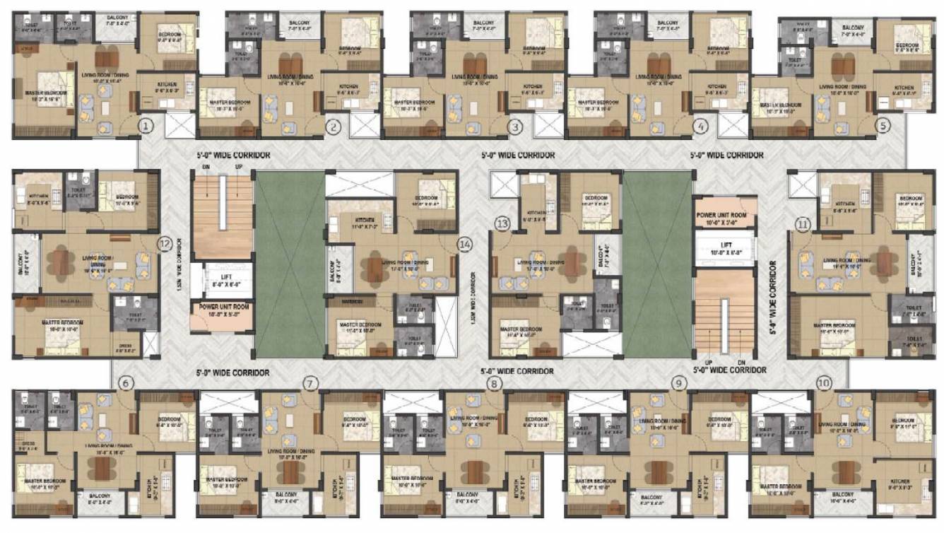  vedaanta Block C Cluster Plan from 1st to 5th Floor