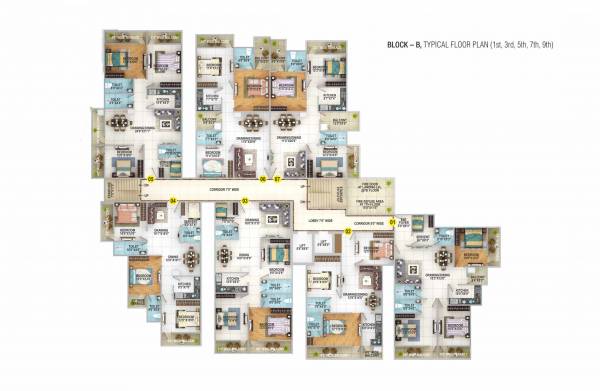 Block B Cluster Plan for 1, 3, 5, 7 & 9 Floor sapphire Block B Cluster Plan for 1, 3, 5, 7 & 9 Floor