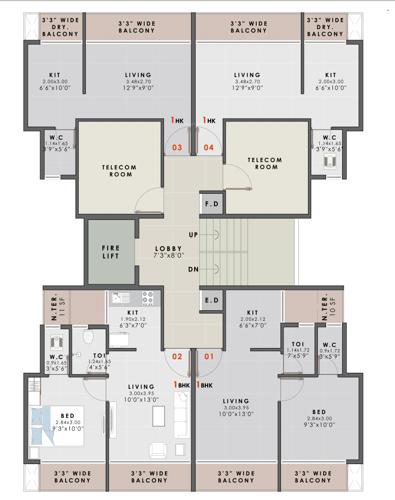  ambika-apartment Ambika Apartment Cluster Plan for 1st Floor