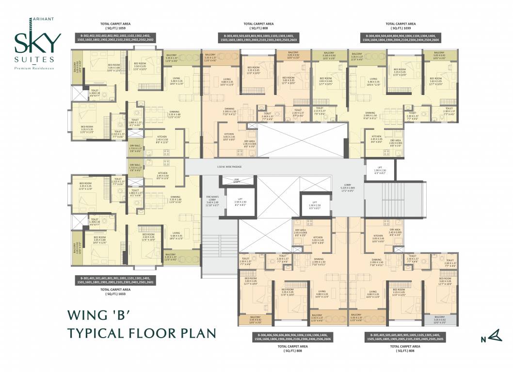  arihant skysuites WING B Cluster Plan