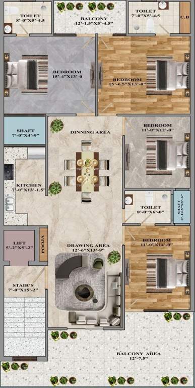  luxury floors 57 Luxury floors 57 Cluster Plan from 1st to 4th Floor