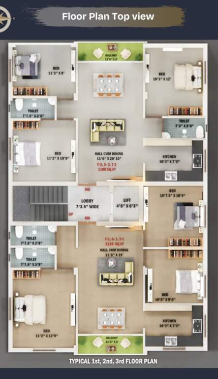  vijay sakthi flats Vijay Sakthi Flats Cluster Plan from 1st to 3rd Floor