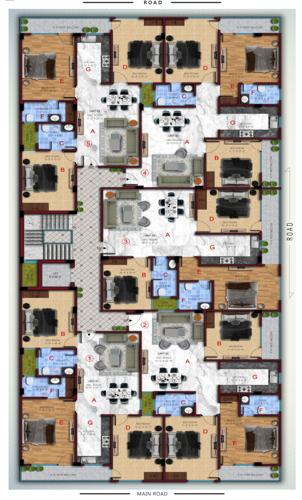  apartments Apartments Cluster Plan from 1st to 5th Floor