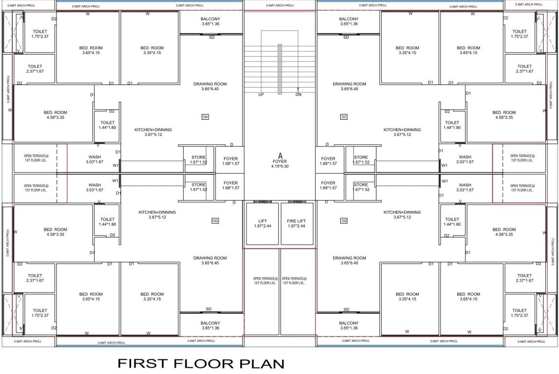  samay aura Block A Cluster Plan for 1st Floor