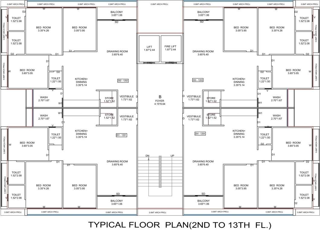  samay aura Block B Cluster Plan from 2nd to 13th Floor
