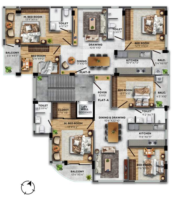  delta infra heights parkview ba 182 Cluster Plan from 1st to 3rd Floor