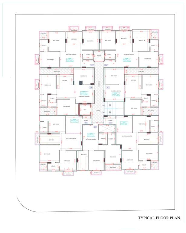  shyam heavens Shyam Heavens Cluster Plan for Typical Floor