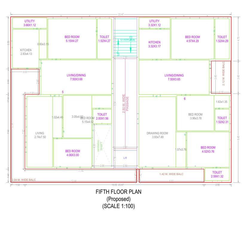  shree arunachala apartments Shree Arunachala Apartments Cluster Plan for 5th Floor