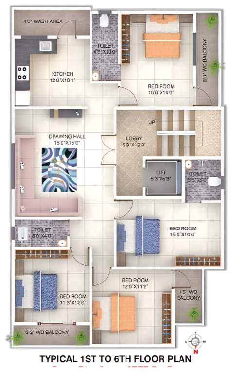 shivgauri Shivgauri Cluster Plan from 1st to 6th Floor
