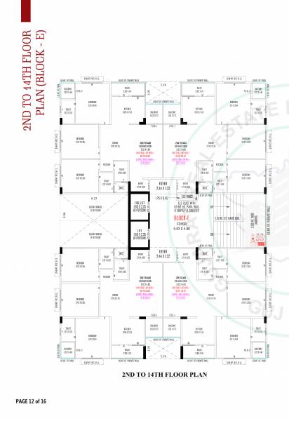  heights Block E Cluster Plan from 2nd to 14th Floor