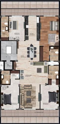  luxury-floors-south-city-1 Sunder Homes Luxury Floors South City 1 Cluster Plan from 1st to 4th Floor