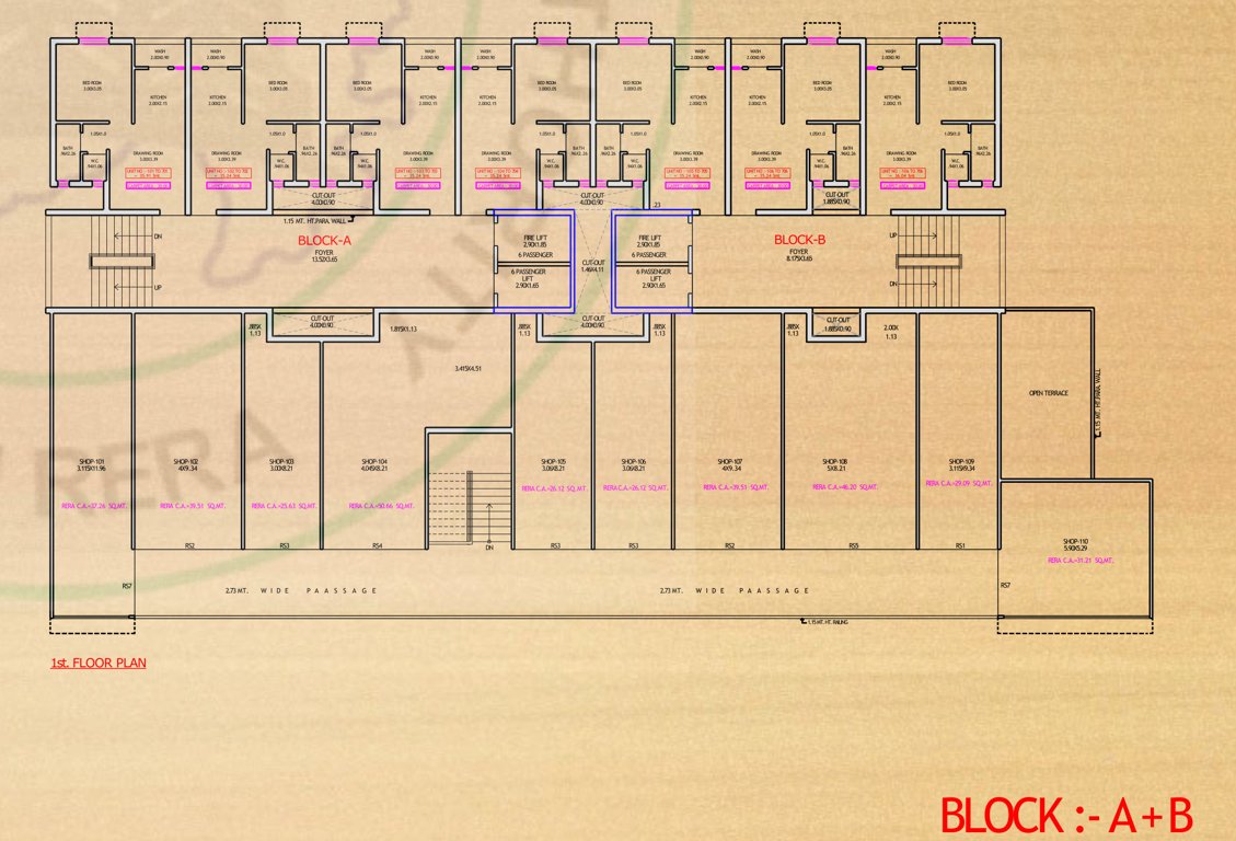  ekta heights Block A B Cluster Plan for 1st Floor