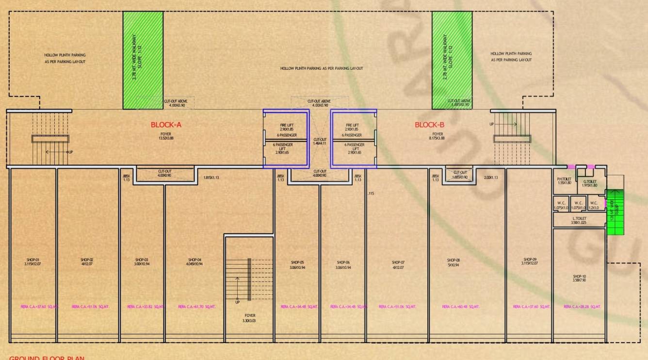  ekta heights Block A B Cluster Plan for ground Floor