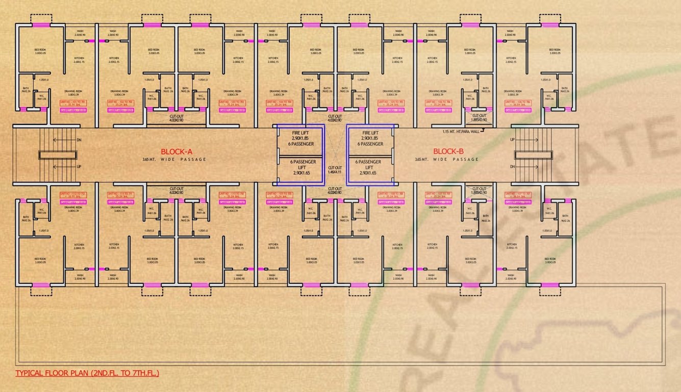  ekta heights Block A B Cluster Plan from 2nd to 7th Floor