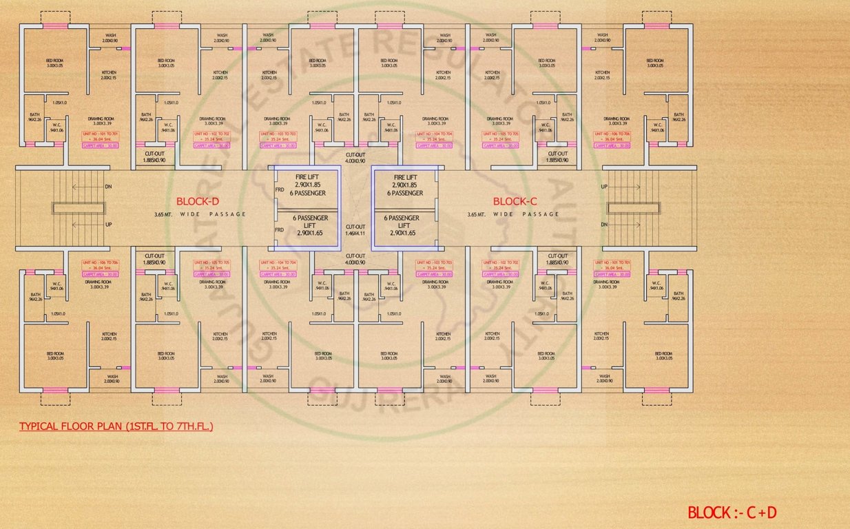  ekta heights Block C D Cluster Plan from 1st to 7th Floor