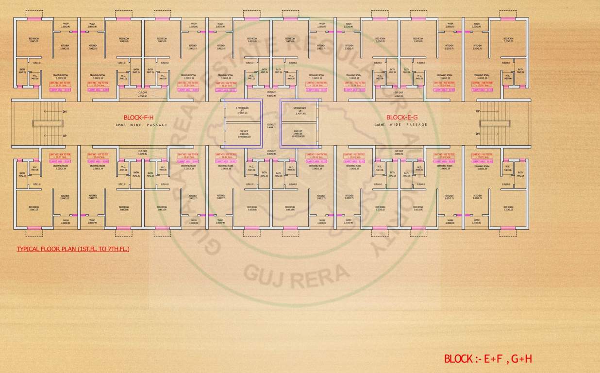 ekta heights Block E F G H Cluster Plan from 1st to 7th Floor