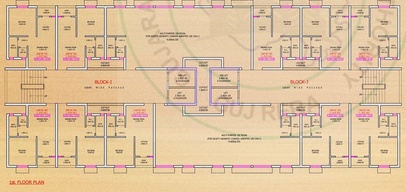  ekta heights Block I J Cluster Plan for 1st Floor