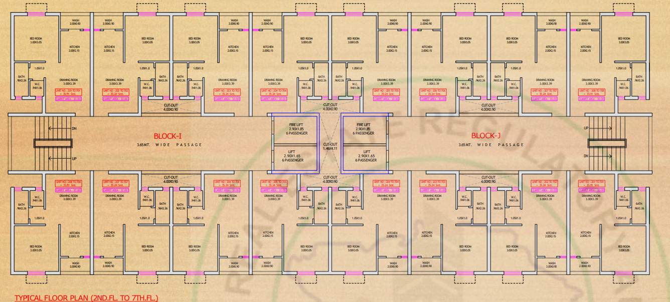  ekta heights Block I J Cluster Plan from 2nd to 7th Floor