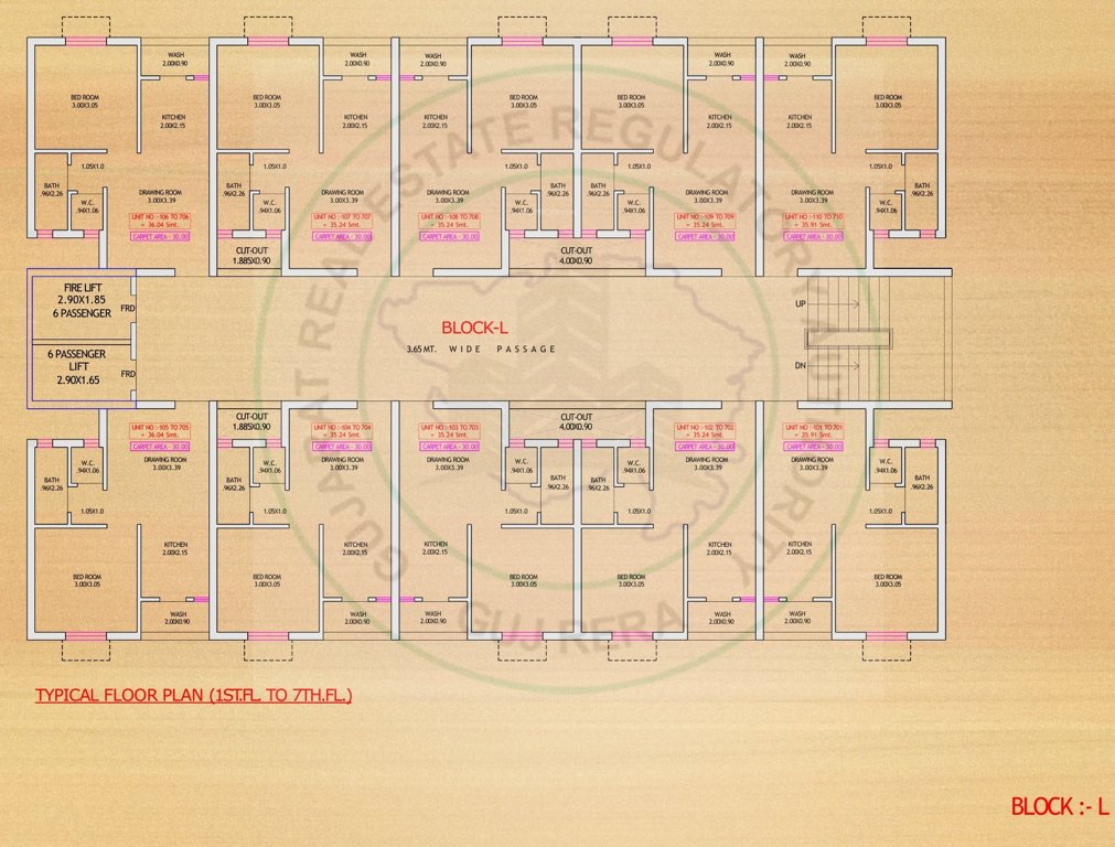  ekta heights Block L Cluster Plan from 1st to 7th Floor